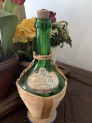 Vintage Chianti Bottle Wicker Wrapped Ceramic Wick Oil Lamp • $17.99