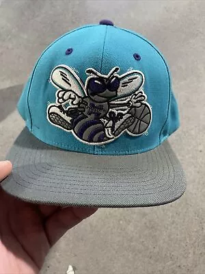 Vintage NBA Charlotte Hornets Mitchell & Ness 2 Tone Snapback Hat Teal/Grey • $15