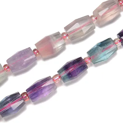 Light / Dark Fluorite Faceted Barrel Shape Beads Size 10x14mm 15.5'' Strand • $19.99