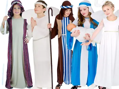 Nativity Play Kids Costume School Christmas Fancy Dress Angel Outfit Age 3-13 • £10.99