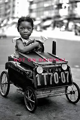 Vintage 1940's Photo Reprint Of African American Black Girl Riding A Pedal Car • $9.90