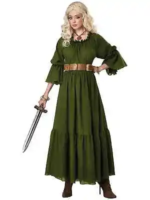 Renaissance Peasant Chemise Medieval Maid Marion Olive Adult Womens Costume S/M • £52.22