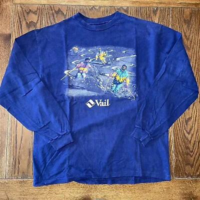 $27.95 • Buy Vintage Vail Skiing Long Sleeve T Shirt XL Ski Resort Double Sided Extreme 90’s