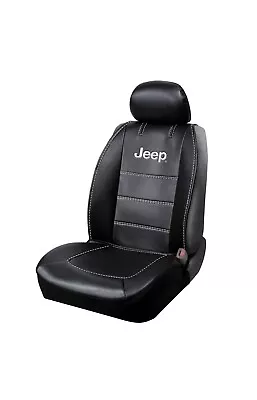 Jeep Logo Contrast Stitchin Deluxe 3 Piece Sideless Synthetic Leather Seat Cover • $29.99