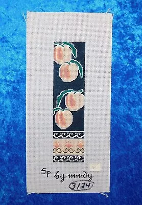 HandPainted Needlepoint Canvas PEACHES FRUIT BOOKMARK By Mindy! BOOK LOVERS GIFT • $39.99