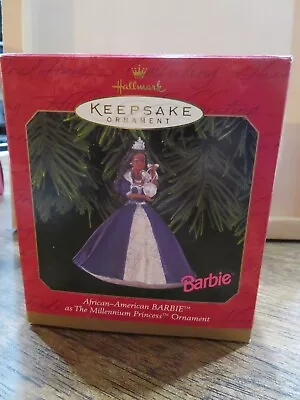 Hallmark Christmas Ornament NIB 1999 African American Barbie Millenium Princess • $20