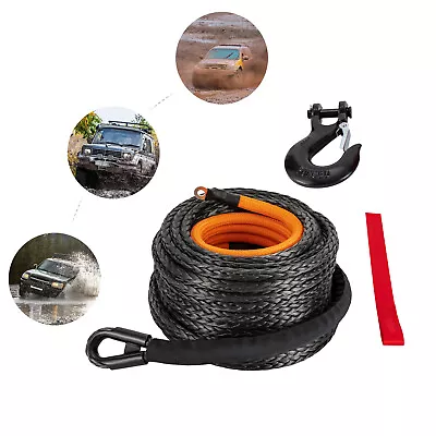 1/2x92ft Synthetic Winch Rope W/ Hook 31500LBS Car Tow ATV Recovery Cable Tow • $81.90