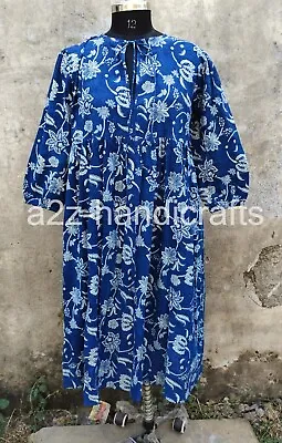 Indian Style Cotton Frill Dress For Women Beach Cover Up Travel Comfortable • $67.29