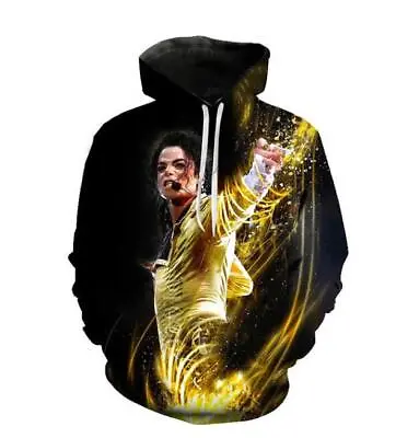 Rock Singer Michael Jackson Hoodie 3D Print Sweatshirt Men Fashion Pullover Coat • £19.21