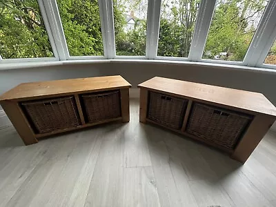 Next Rustic Oak Shoe Storage Benches With Baskets • £35