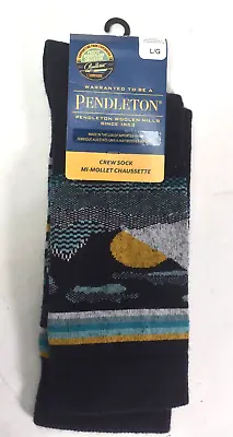 Pendleton Crew Sock Mi-Mollet Chaussette 3493 02030 Navy Wool Mountain Mens L • $14.99