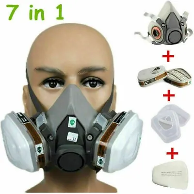 6200 /6001/501/5N11 7pcs Suit Respirator Painting Spraying Face Gas Mask Size M • $25.29
