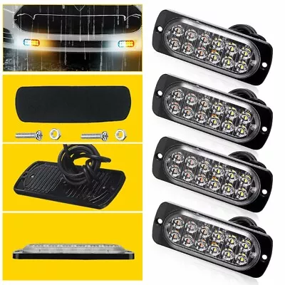 4X Amber/White Truck LED Tow Grill Emergency Lights Strobe Bar Caution 12V-24V • $29.20