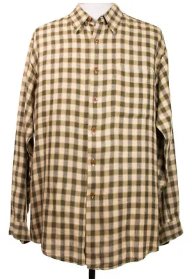 J Crew 100% Linen Mens L Brown Plaid Check LS Button Front Shirt  • $24.44