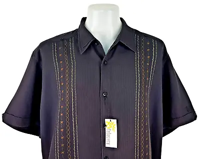 £59 • Buy CUBAVERA Mens Black S/S LUXURY EMBROIDERED GUAYABERA Cuban Shirt - 2XL -54 -£119