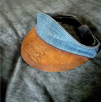 Vintage Levi Strauss Orange Tab Denim/ Leather Visor • $75