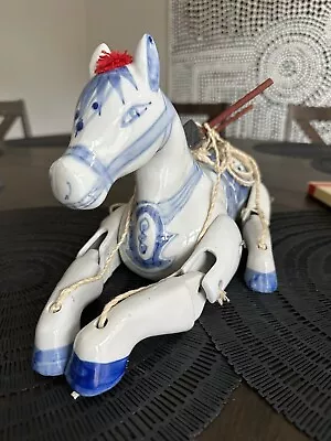 Blue & White Ceramic Horse Marionette Puppet • $50