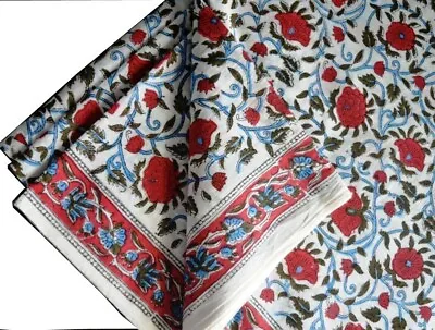 2.5 Yard Indian Hand Block Printed Cotton Voile Running Fabric Craft P_077 • $16.73