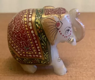 3  Marble Hand Carving & Painted Indian Good Luck Elephant Home Decor Gifts • $45