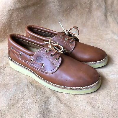 Timberland USA Vintage Plain Toe Wedge Boat Shoes Brown Leather New RARE • $179.99