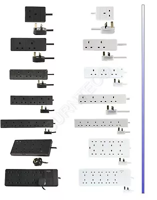 Extension Lead Cable Electric Mains Power 1 2 3 4 6 8 10 Gang Way UK Plug Socket • £2.99