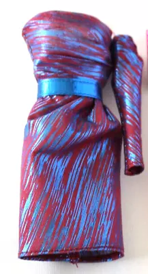 Red Blue Metallic Model Muse One Sleeve Strapless Dress Purple City Shine Barbie • $17.99