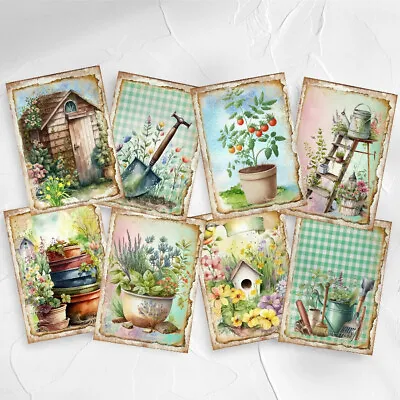 Garden Card Toppers Cardmaking Tags ATC Journals Craft Gardening Plants • £2.80