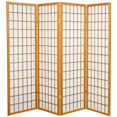 Oriental Furniture Room Divider 5' 4-Panel Washi Rice Paper/Wooden Frame Honey • $186.81