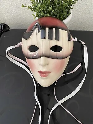 Clay Art Vintage Face Piano Keyboard Music Notes Ceramic Mask • $35