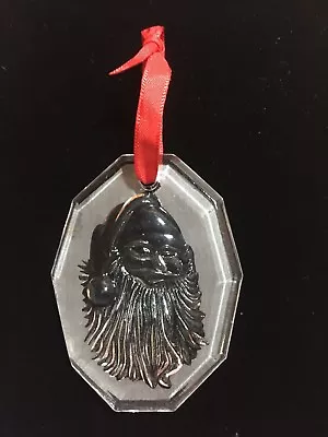Vintage Etched Glass Santa Head Ornament 2.75” • $20
