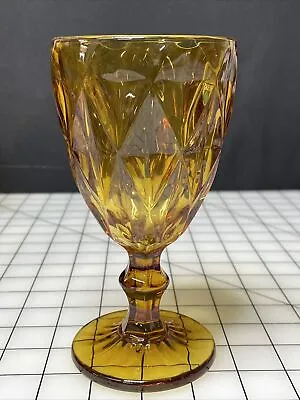 Vintage Dark Amber Glass Goblet Diamond Pattern • $7.88