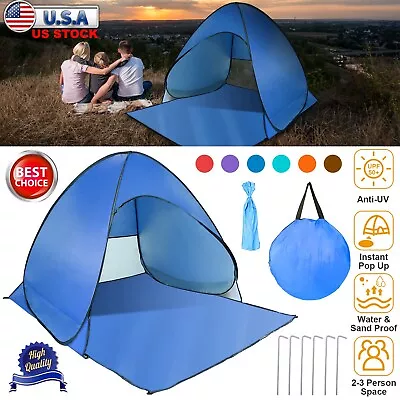 Pop Up Beach Tent Sun Shelter Shade Anti-UV Outdoor Camping Canopy For 2/3 Man • $30.67