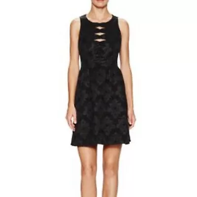 Nanette Lepore Black Jacquard Cutout Masquerade A-Line Mini Dress Size 2 • $49.99