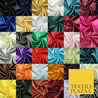 Plain Solid Smooth Shiny Lightweight Poly Satin Fabric Dress Lining Material 58  • £3.99