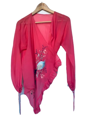 $65 • Buy SCANLAN THEODORE Size 10 Designer Luxury SILK Embroidered Boho Top Blouse Jacket