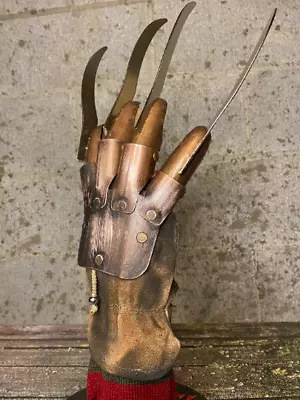 £149.62 • Buy Freddy Krueger Glove Real Metal Leather Prop Film Accurate Hat Sweater Costume 