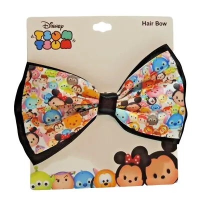 Disney Tsum Tsum Character Print & Solid Black Hair Bow Clip Mickey Minnie Goofy • $9.99