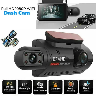 $27.11 • Buy 1080P Front And Inside Camera Video Recorder G-Sensor Dual Lens Car DVR Dash Cam
