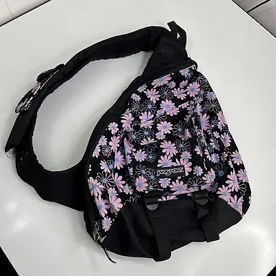 Vintage Jansport Corduroy Floral Crossbody Backpack One Strap Sling Bag • $21