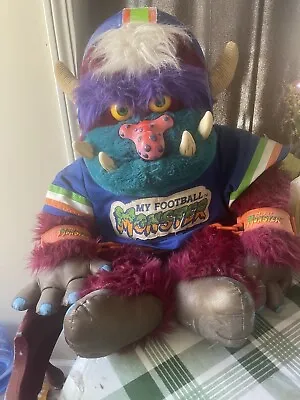 Vintage 1986 AmToy My Pet Football Monster 26  Plush With Jersey Helmet Cuffs • $250