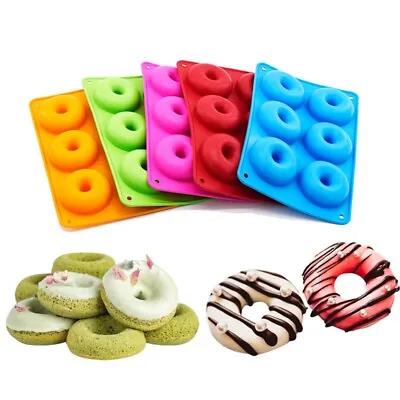 6 Holes Donut Silicone Mould Doughnut Chocolate Pan Tray Mold Baking Cake Mold • $16.38