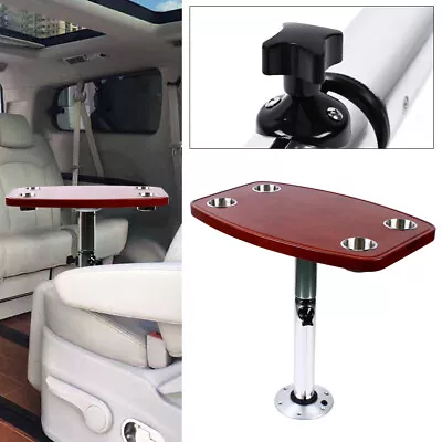 Elm Table Top With 4 Cup Holders+Elm Table Pedestal Stand For RV Marine Boat • $198.55