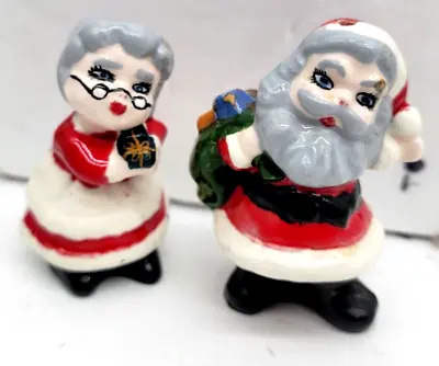 VTG Mr & Mrs Santa Claus Salt & Pepper Shakers Lot Of 2 Christmas Figures Decor • $13.95