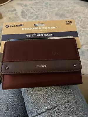 Pacsafe RFIDsafe RFID Blocking Clutch Wallet Merlot 11015319 • $25