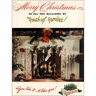 1947 7Up: Merry Christmas Fresh Up Families Vintage Print Ad • $8.50