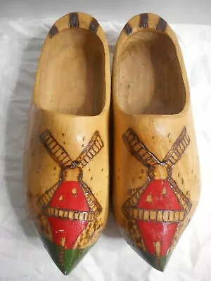 Wooden Holland Mich Clog Shoes Size 8 Embossed Katie Windmill Tourist Souvenir  • $39.99