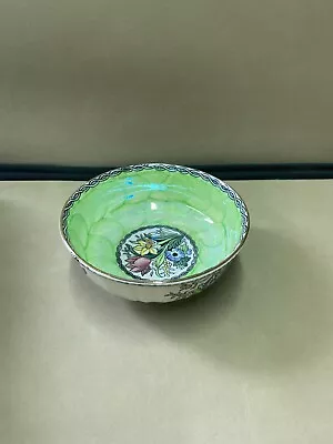 Maling Vintage Green Lustre Ware Dish Bowl Flower Design Pottery • £17.99