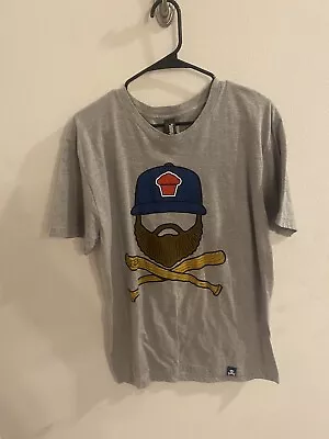 JOHNNY CUPCAKES BRAND MIKE NAPOLI T SHIRT Jersey Beard Baseball Bats Gray Large • $29.99