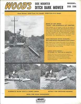 Farm Equipment Brochure - Woods - S105 S106 - Ditch Bank Mower (F5907) • $8.83