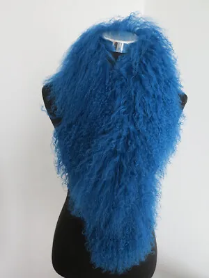  100% Genuine Mongolian Lamb Fur Scarf /fur Collar/ Fur Wrap /blue Women's Cape • $32